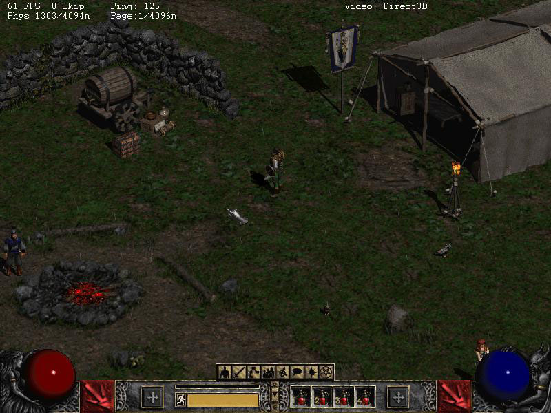 The /fps display, from a multiplayer game of Diablo II.