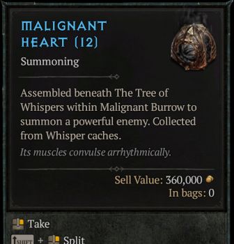 Malignant Heart is required to summon Varshan in the Malignant Burron in World Tier 4 Only