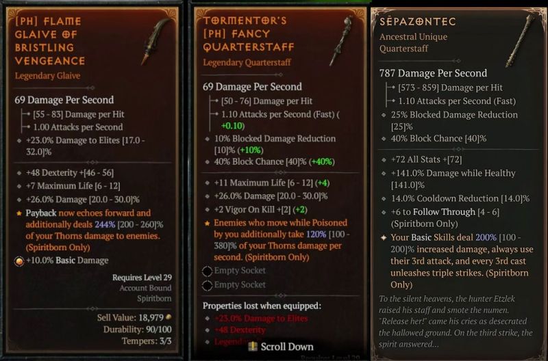 Spiritborn Weapons