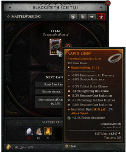 Masterworking a Legendary Ring