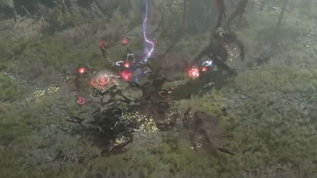 A hero summons a Herald of Malphas at a brazier.