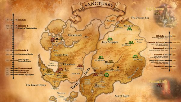 Diablo Timeline and Act Locations
