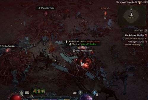 Infernal Hordes selecting an Infernal Offer