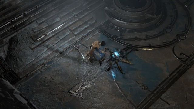 A Sorcerer pets her Seneschal Construct Companion.