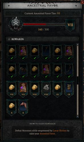 Ancestral Favor Reward Tiers