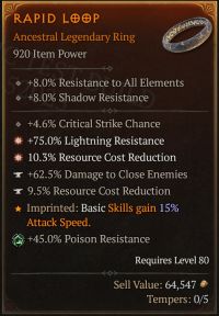 Base Legendary Item for Masterworking