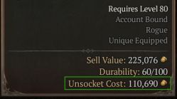 Unsocket Gem Cost