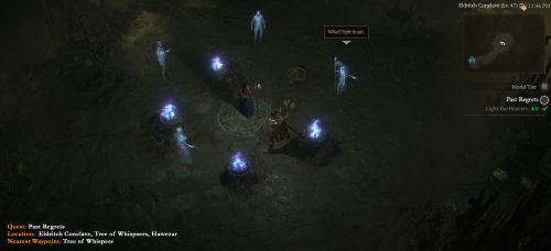 Taissa consults with the witches in Past Regrets Quest