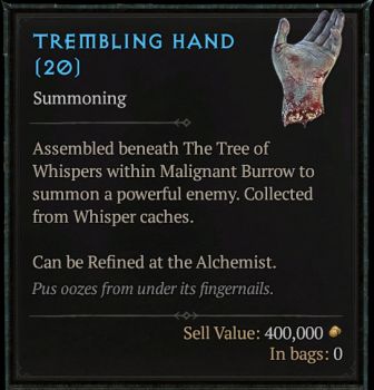 Trembling Hand is required to summon Varshan in the Malignant Burrow
