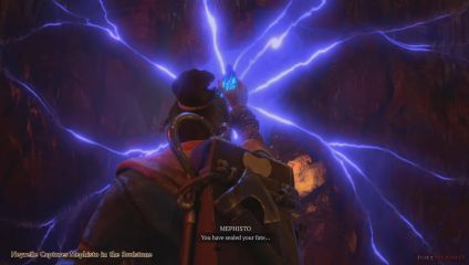 Neyrelle captures Mephisto's essence in the newly created Soulstone in the Cathedral of Hatred.