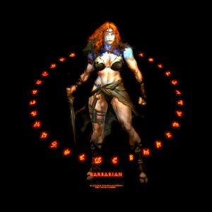 Fiery Runes - Female Barbarian I