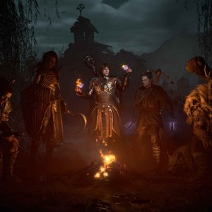 Character selection campfire scene