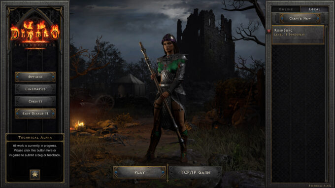 PureDiablo 15 Diablo 2 Resurrected Technical Alpha Character-Selection