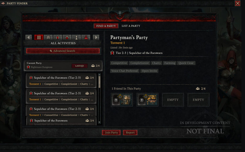 Diablo 4 Party Finder