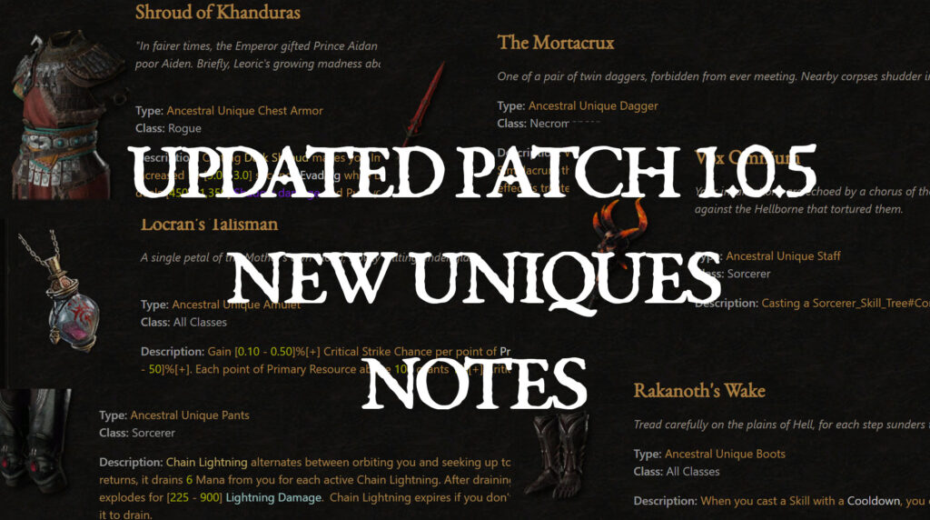 Diablo 4 Patch 1.0.5 Notes Updated - New Uniques