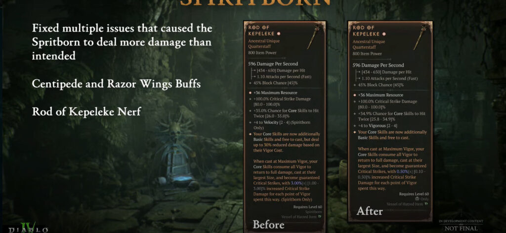 Spiritborn-Nerfs